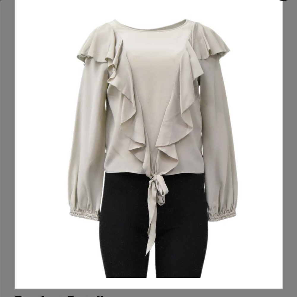 Nicole Miller artelier silk ruffle long sleeve blouse large